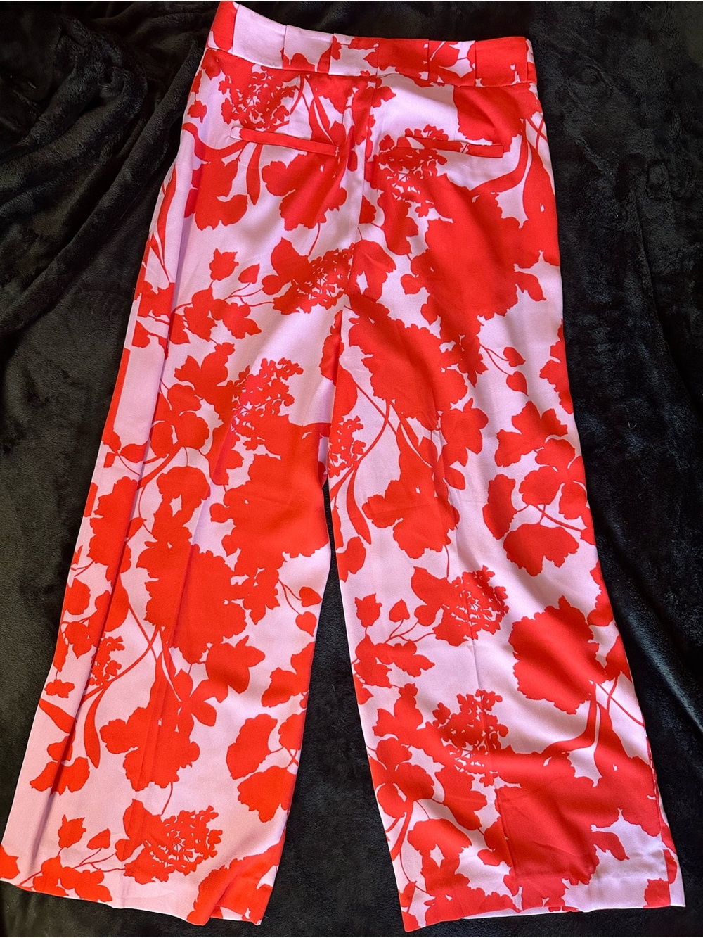 Halogen x Atlantic-Pacific Floral Wide Leg Pants Pink Red High Rise Size 4 - Picture 8 of 13